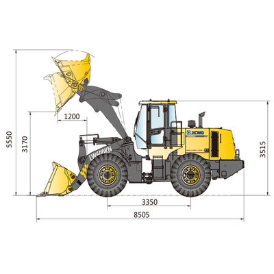 6 toneladas XCM-G LW600KN Carregador de rodas Tamanho do pneu 23.5-25 Projetado 178kw